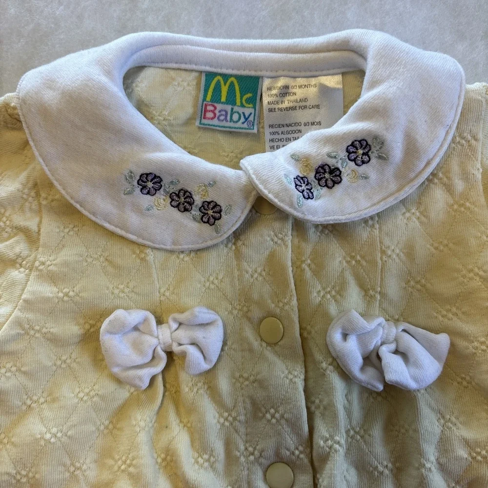 Vintage‎ McBaby 2 Piece Outfit Set 0-3 months Embroidered Flowers
